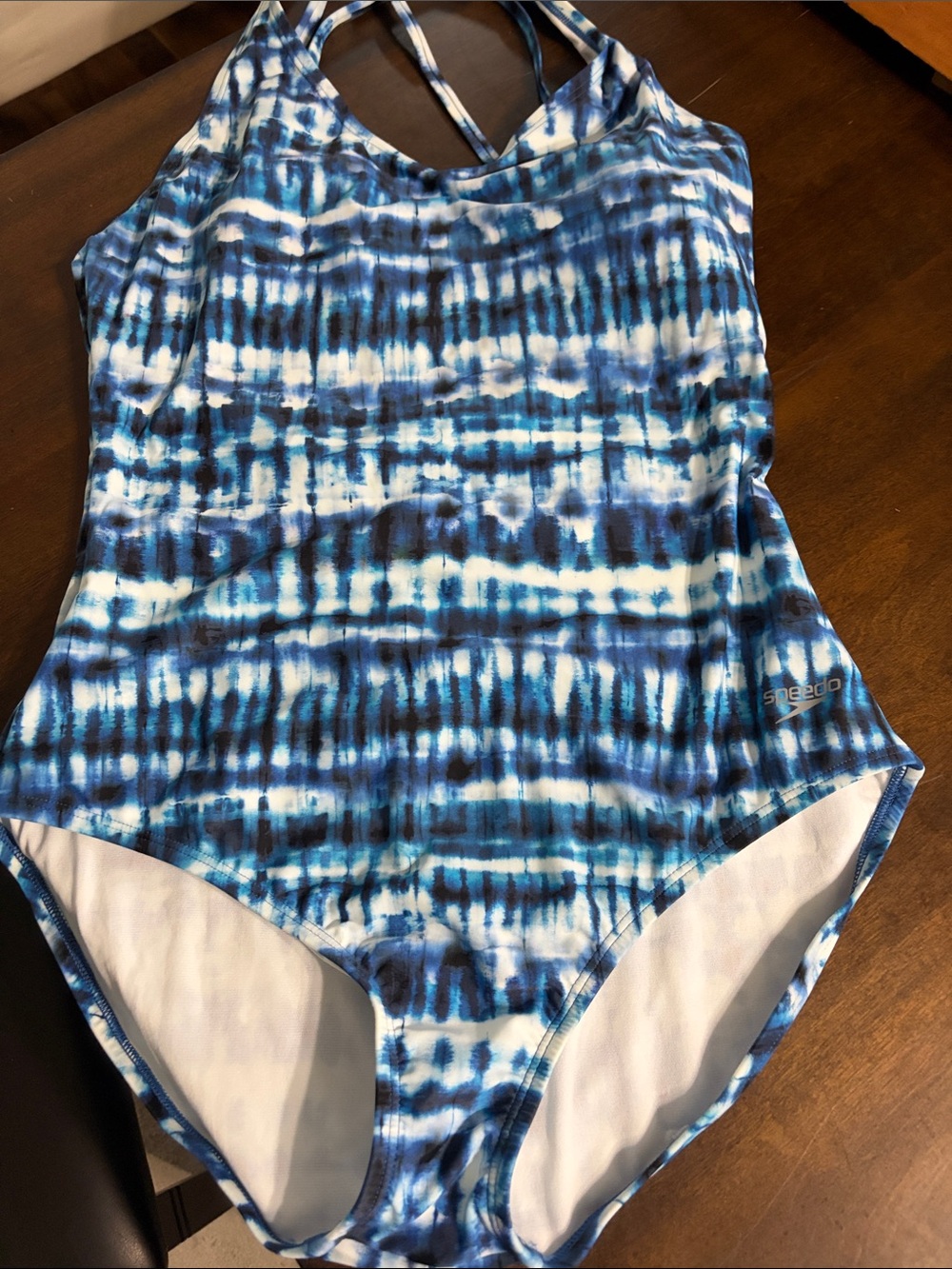 Speedo Blue and White Tie-Dye One-Piece Swimsuit